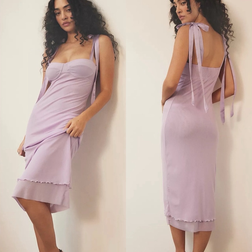 Free People Lavender Tie-Shoulder Midi Dress